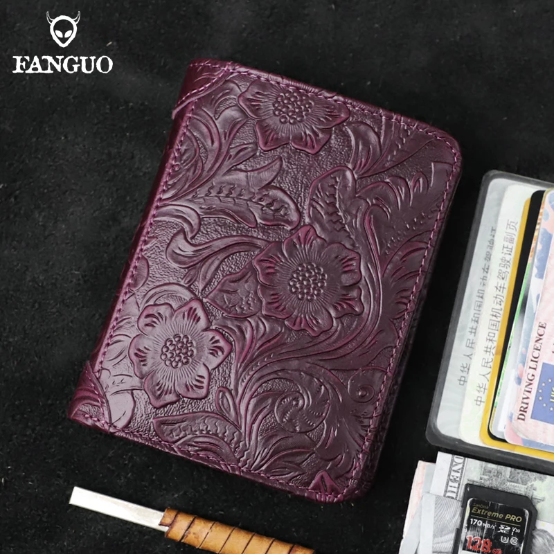 Portafoglio da uomo in vera pelle con blocco RFID Portafogli tri-fold Porta carte di credito vintage corto fatto a mano con porta carte di credito