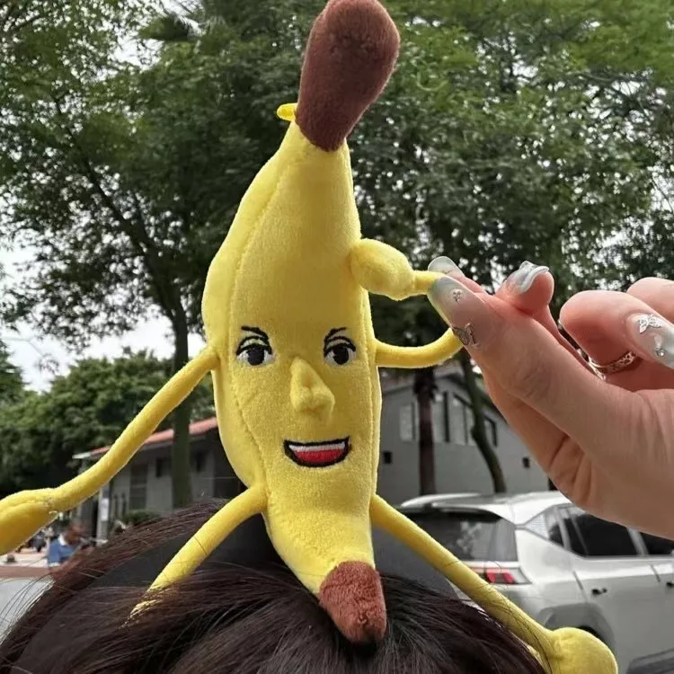 Creative Fruit Big Banana Hair Band Cute Spoof Hair Accessories Can Singing Plush Doll Toy Funny Big Banana Headdress Hair Band