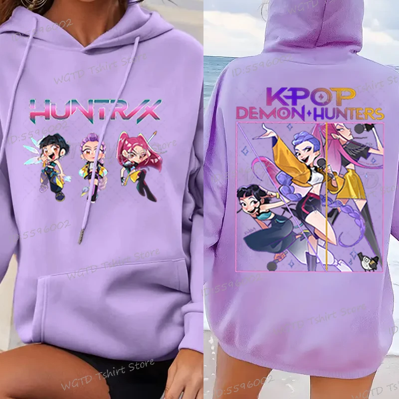 

Kpop Demon Hunters Hoodies K-pop Cartoon Printed Sweatshirt Fashion Streetwear for Women Men Fashion Movie Children's Clothing