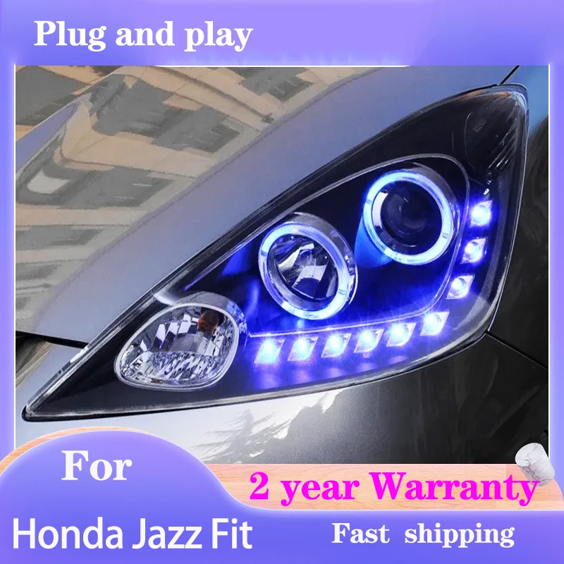 

Стайлинг автомобиля для Honda Jazz Fit Head Light 2008-2010, джазовые фары DRL, указатель поворота, линза проектора ближнего и дальнего света