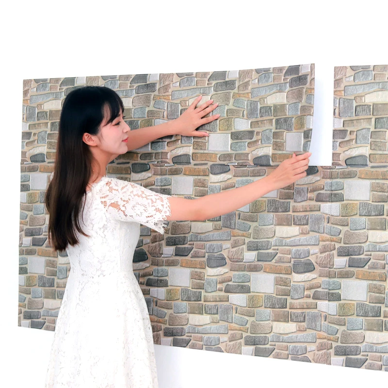 30*30cm 3D Stereo Wall Stickers Waterproof Moisture Proof Mildew Foam Wallpaper Decorative Ceiling Wood Grain Stickers