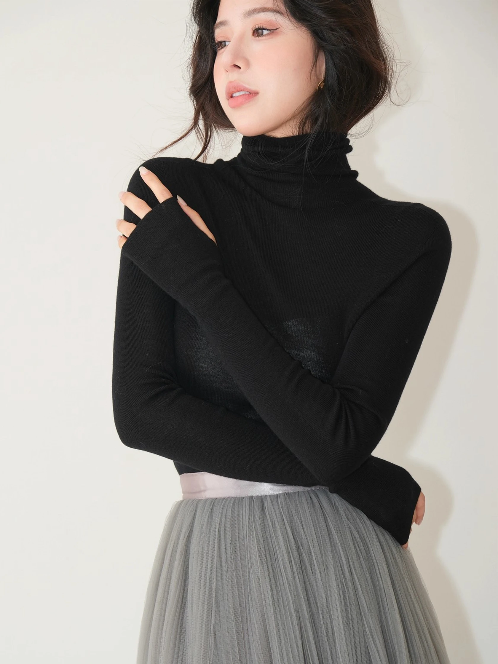 

Мягкий шерстяной вязаный женский свитер из ультратонкой пряжи 75 мкм с интегрированной подкладкой, модный, для повседневной носки