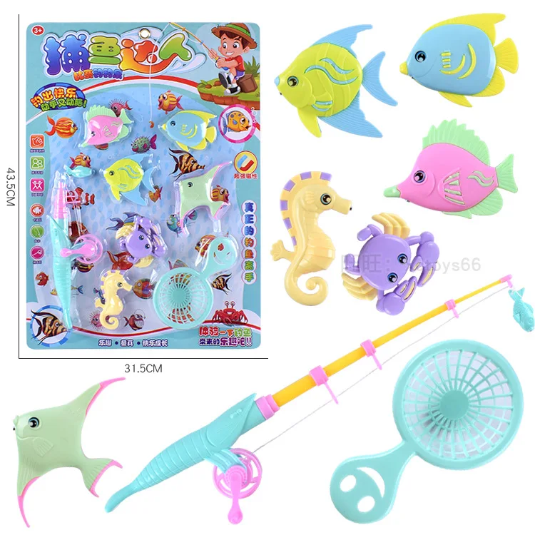 Giocattoli da pesca per bambini magnetico sfuso pesce finto stallo puzzle di pesci divertente gioco di pesca simulazione canna da pesca rete