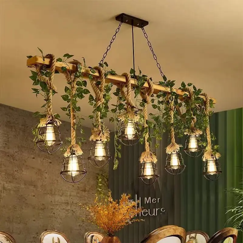 OUFULA American Country Pendant Lamp Retro Creativity Plant Music Restaurant Cashier Counter Bar Cafe Milk Tea Shop Chandelier