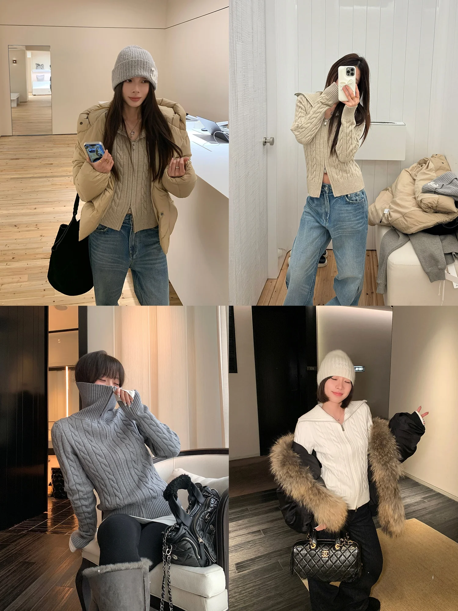 

SUONE Zipper Knitted Slim Fit Long Sve Collared ort Cardigan Women's Autumn Winter ey Sweater Commute Sle Straight Tube