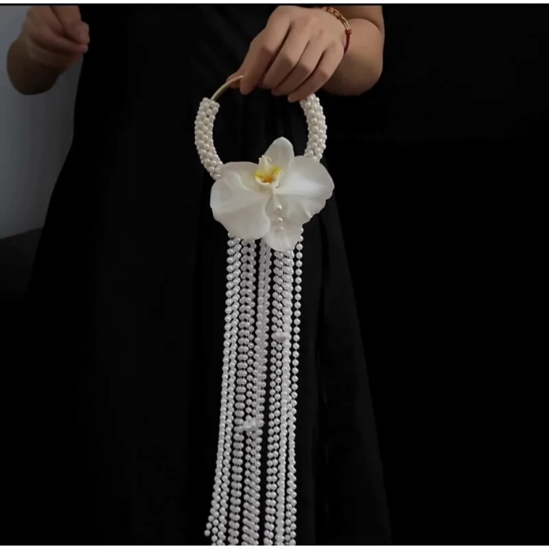 

Премиальный жемчужный водопад, ручная переноска, цветок, свадебный букет невесты с каплями воды, свадебная фотография, жемчужный браслет, букет