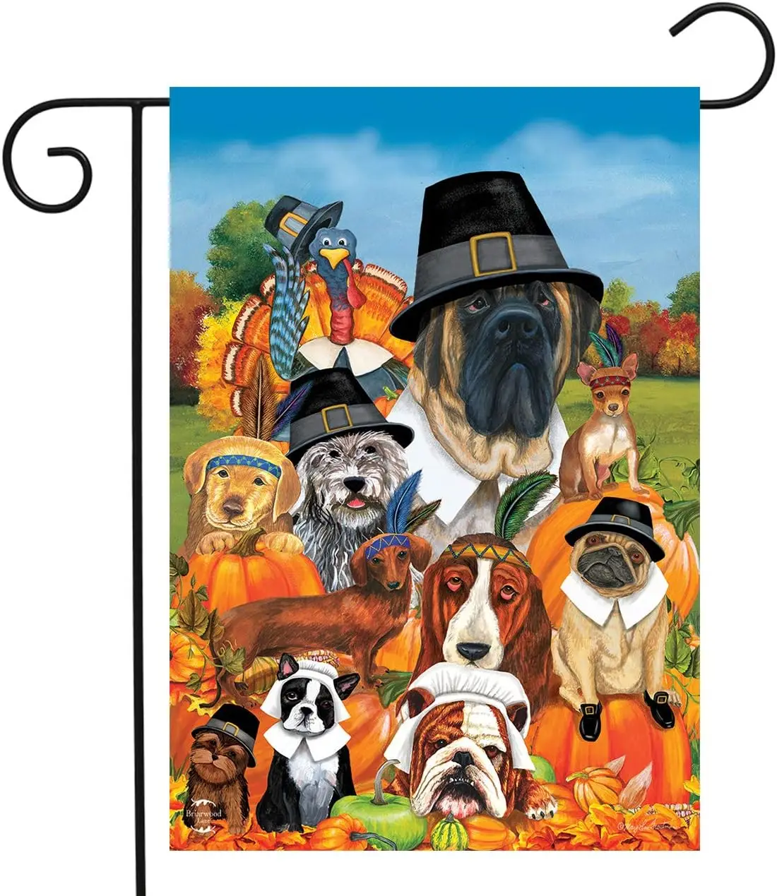 Briarwood Lane Give Thanks Dogs Thanksgiving Garden Flag Humor Pets 12.5