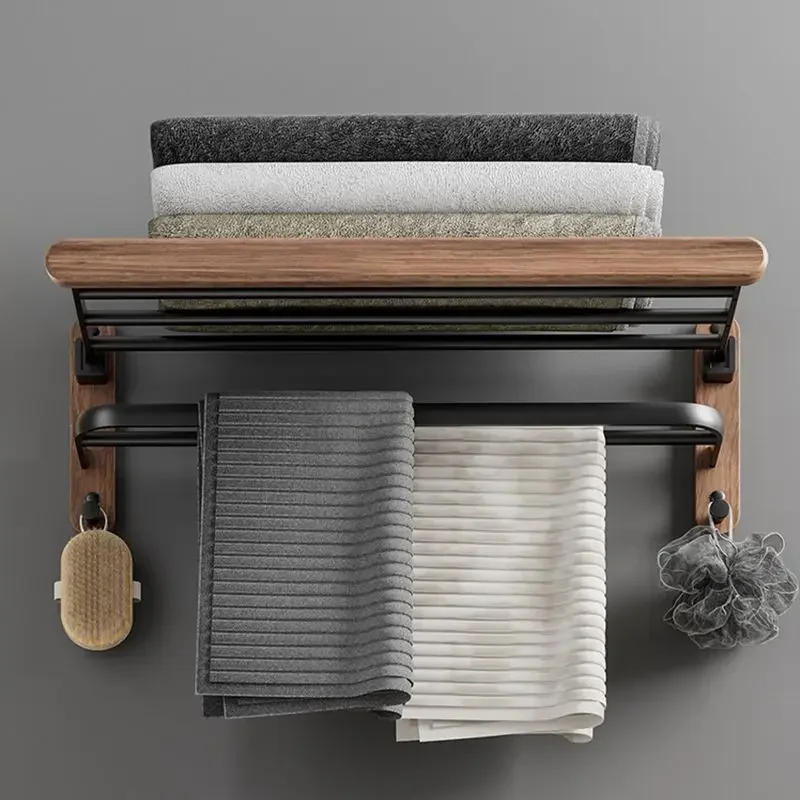 

Скандинавские стеллажи для ванной комнаты, роскошная вешалка для полотенец, перфорированная настенная подвесная полка для унитаза, ванной комнаты, ореховая угловая полка, полка для душевой комнаты