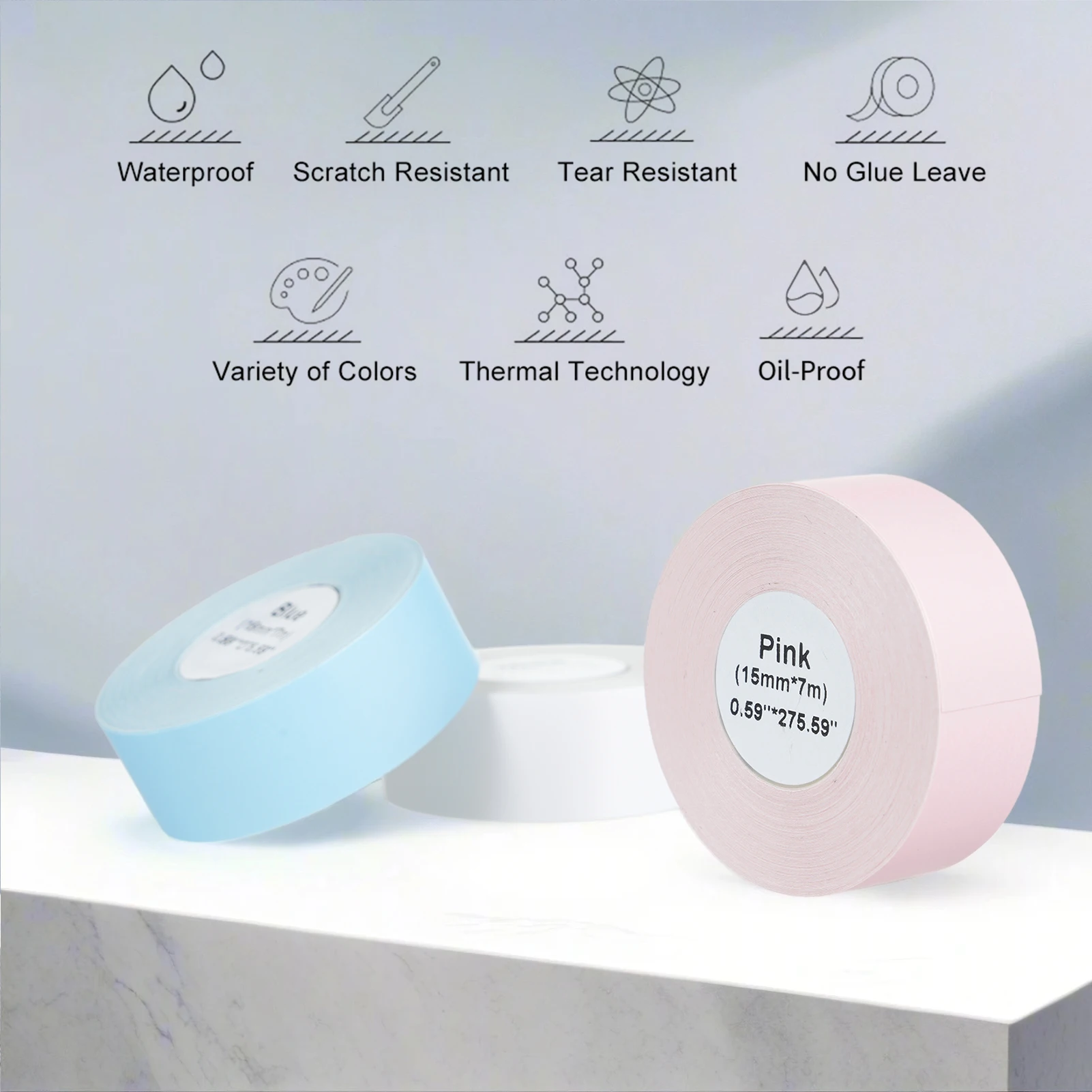 

Термобумага в рулонах, непрерывная этикеточная лента 15мм*7м, самоклеящиеся этикетки для MARKLIFE P11/P12/P15 Deli Q2/Q3