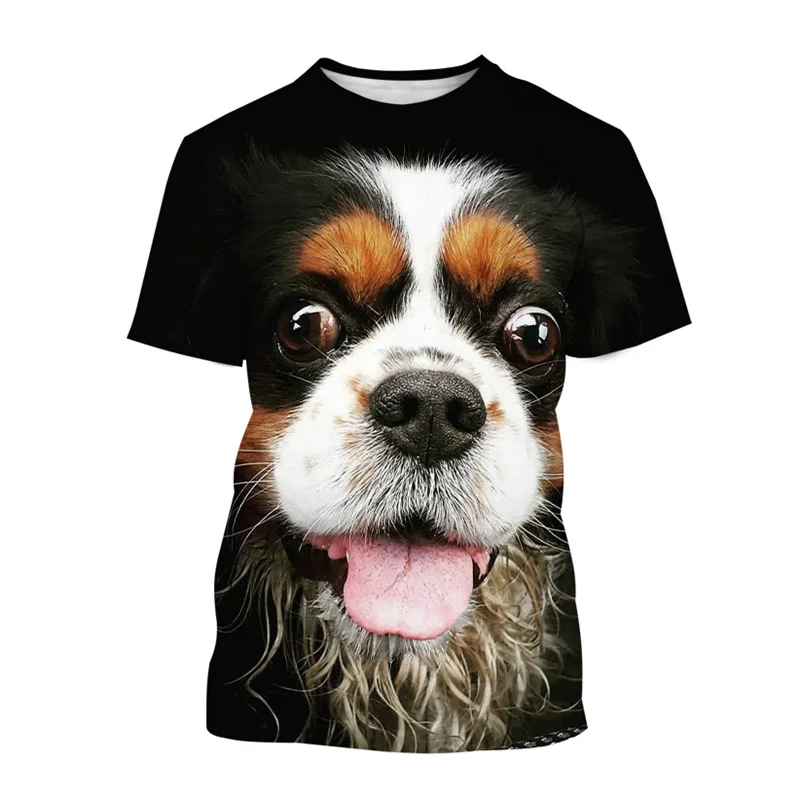 Cavalier Dog 3D Printed T Shirt Men Cute King Charles Spaniel Short Sleeve Fashion Women Personality Tees Casual Kids T-Shirt