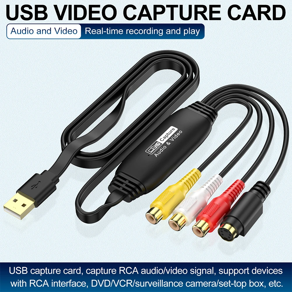 Carte de capture vidéo USB pour Mac et PC, adaptateur audio pour VHS, TV, DVD, magnétoscope, AV