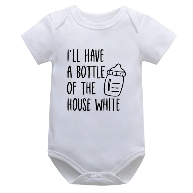 I'll Have A Bottle of The House White Boys Clothes 2021 Summer Baby Newborn Shirt Breastfeeding Funny Baby Tshirt M