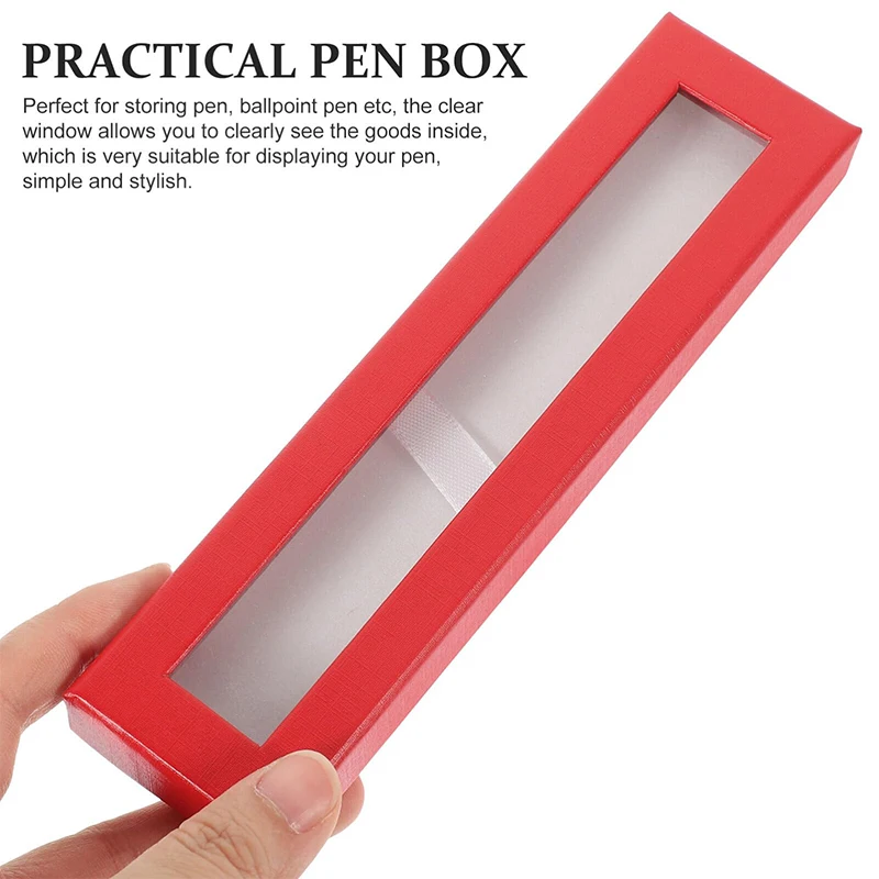 10pcs Paper Pen Box Transparent Window Gift Pen Box Paper Packaging Gift Boxes Birthday Party Gift Pen Wrapping Supplies