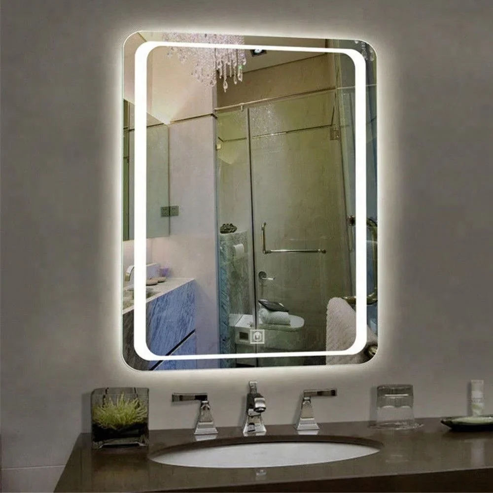 Newest Style IP44 High Quality Wall Mounted Hotel LED Bath Backlit Mirror With Infront Lighting