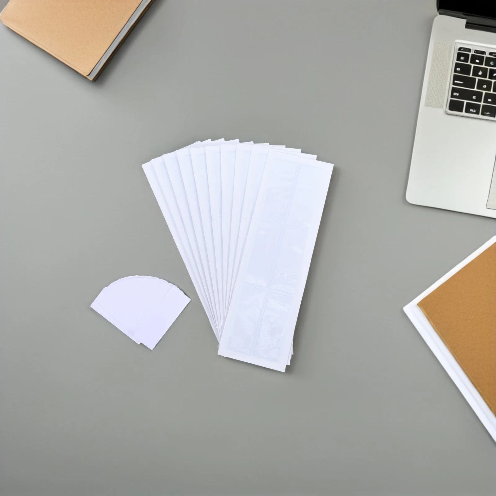 50 مجموعة من واقيات الملصقات الشفافة ذاتية اللصق وجيوب بطاقات الفهرس وأكمام بلاستيكية شفافة لصناديق تخزين أدراج الملفات #5