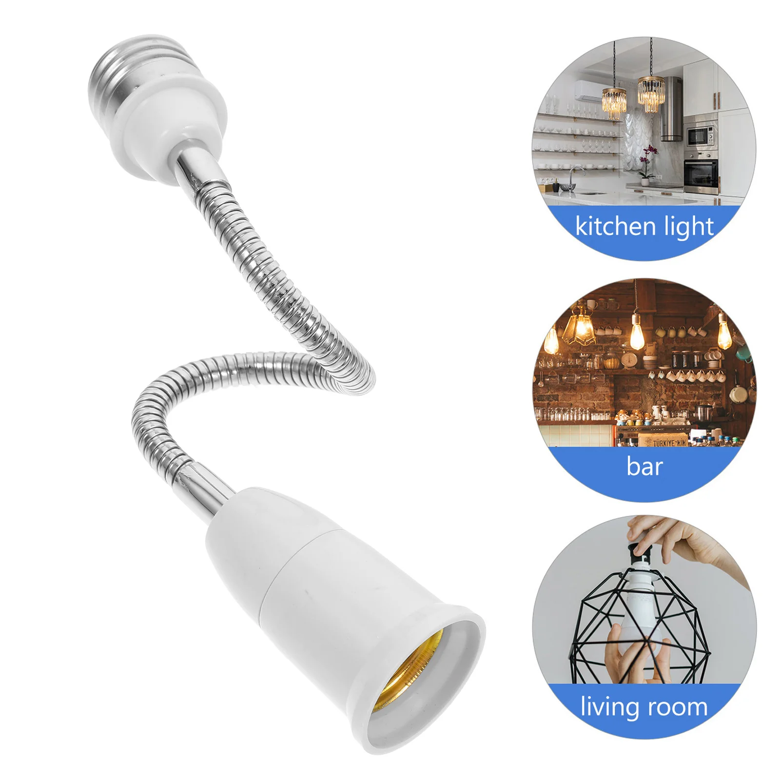 E27 Flexible Extension Sockets Adapter Adjustable Bulb Extender for Home Lighting Recessed Fixtures Bulb Sockets Extension