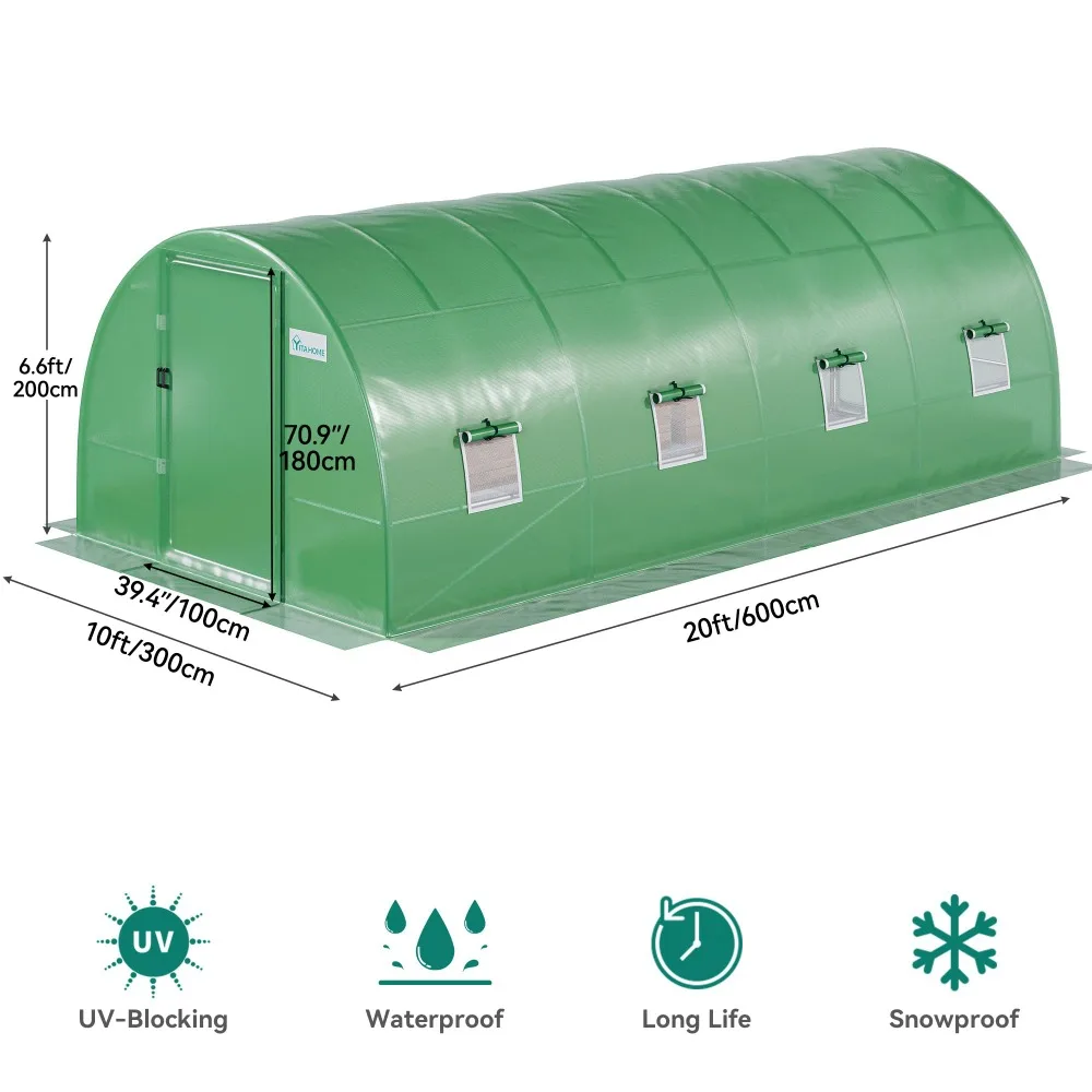 Imagem -06 - Tunnel Green Houses para Exterior Estufa Walk-in Serviço Pesado Portas Swing Extra Grande Janelas Novo 2024