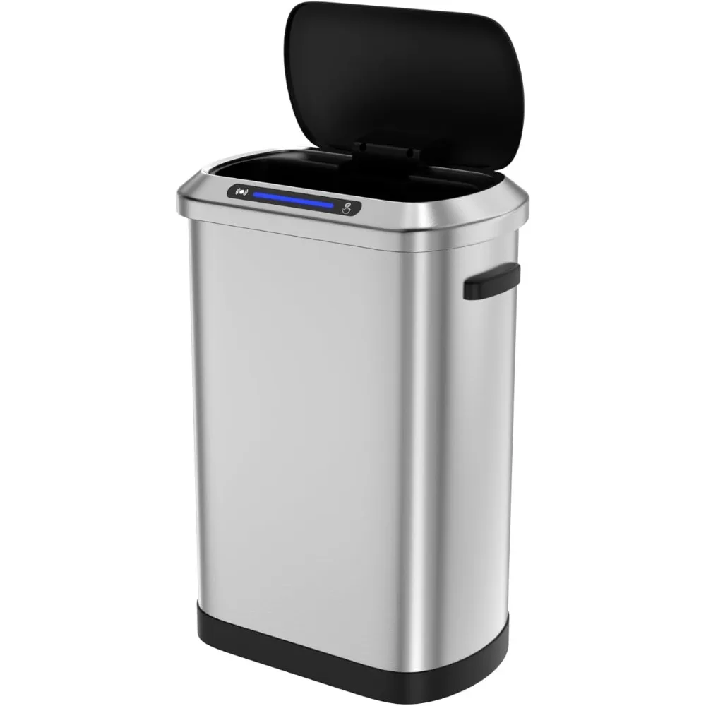 

Motion sensor trash can, capacity 13.2 gallons, stainless steel, white, length 17 inches x width 11 inches x height 24.76 inches