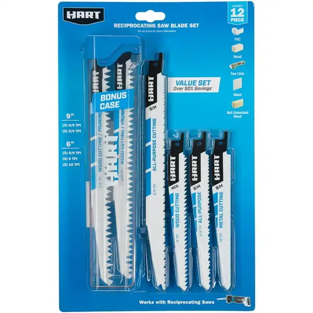 

HART 12 Piece Multi-Purpose Reciprocating Saw Blade Set with Bonus Case