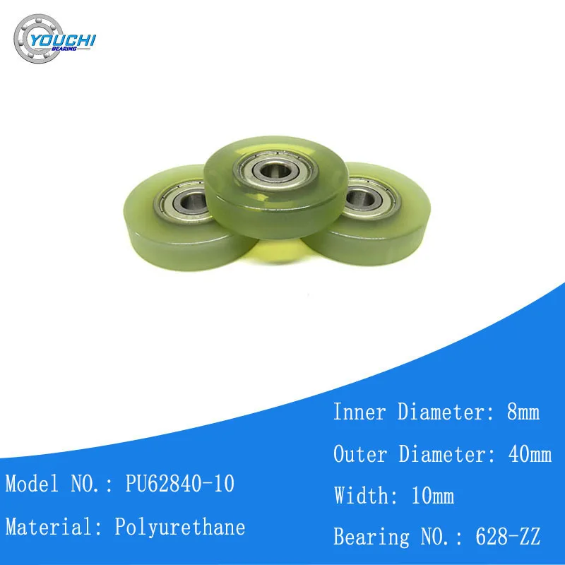 5pcs 40mm PU Bearing Pulleys 8x40x10 PU62840-10 Money Count Machine Drawer Roller 8*40*10 Mini Pressure Flat Wheels 40mm