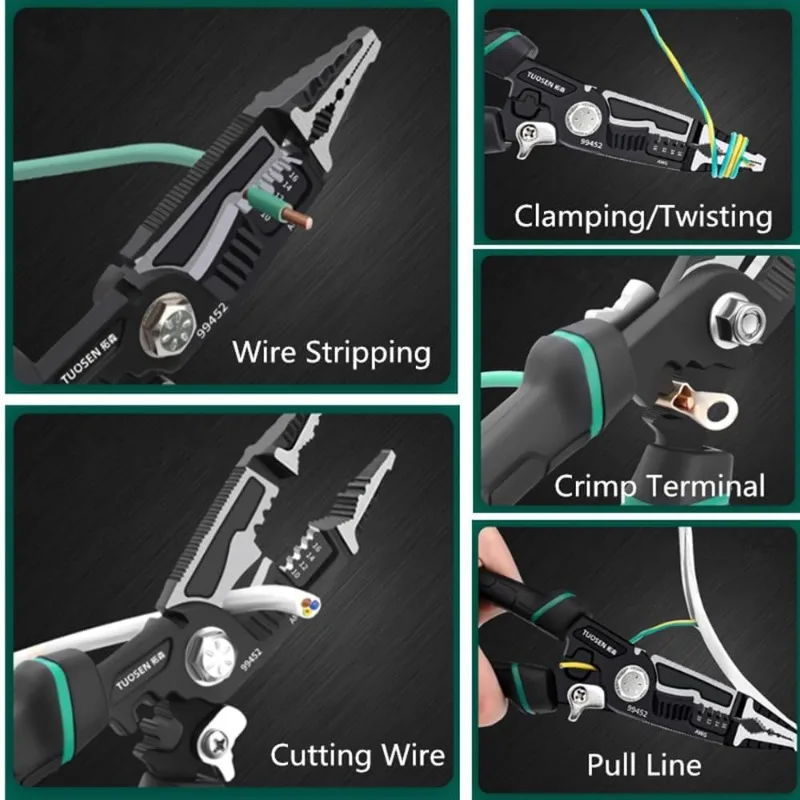 9-in-1 Stripper 8.5in Wire Stripper Crimping Tool Multifunctional Stripper Breaking Pliers Multi-functional Pliers