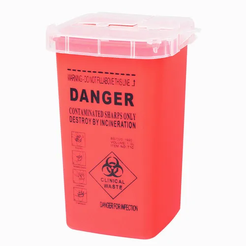 Contenedor de plástico médico para tatuajes, 1L, hoja de cuchillo, estuche, puntas de eliminación de agujas, accesorios, caja de residuos