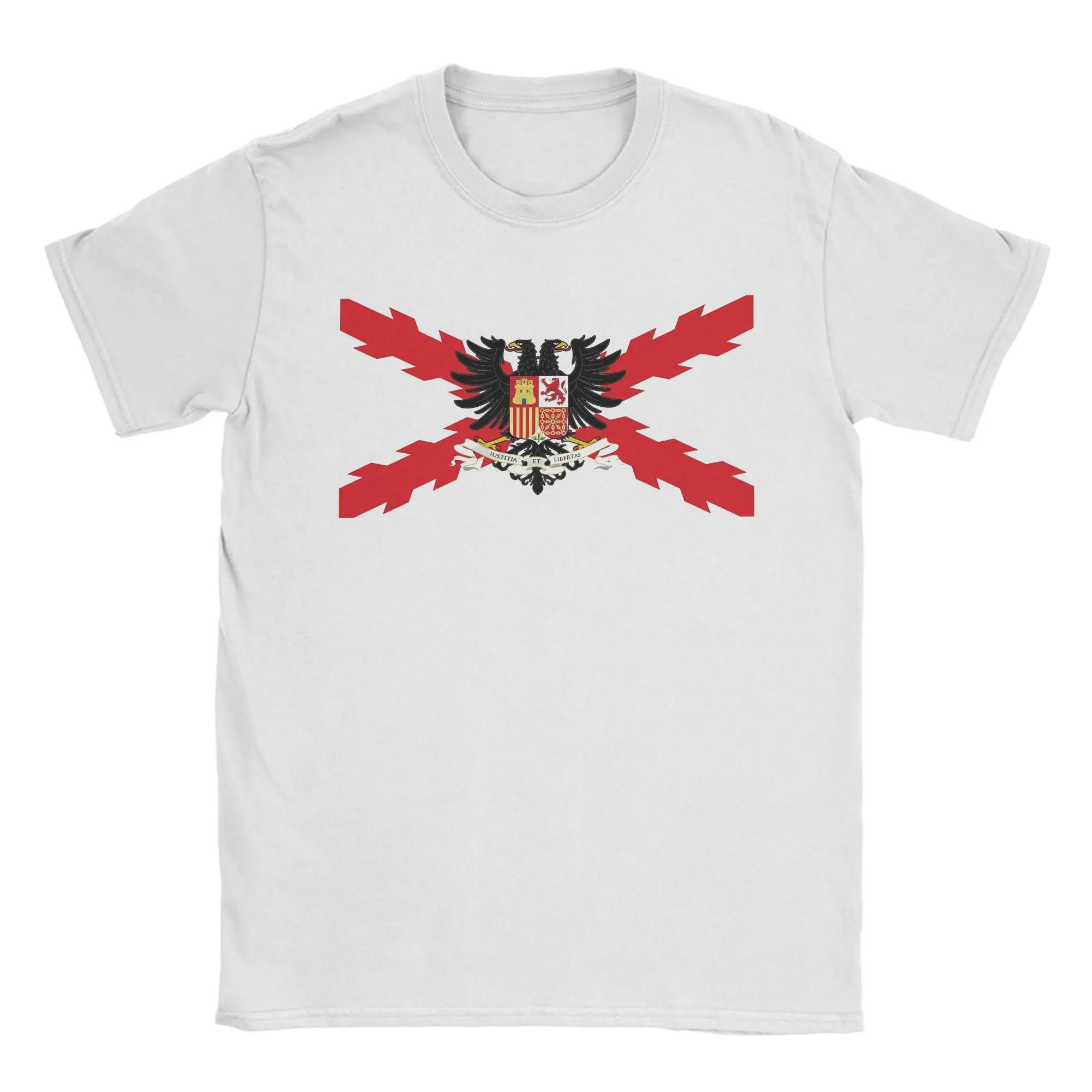 Spanish Burgundy Cross T Shirt Cotton Fun T-Shirt Crewneck Ski Cross of Saint Andrew Tee Shirt Short Sleeve Tops Big Size