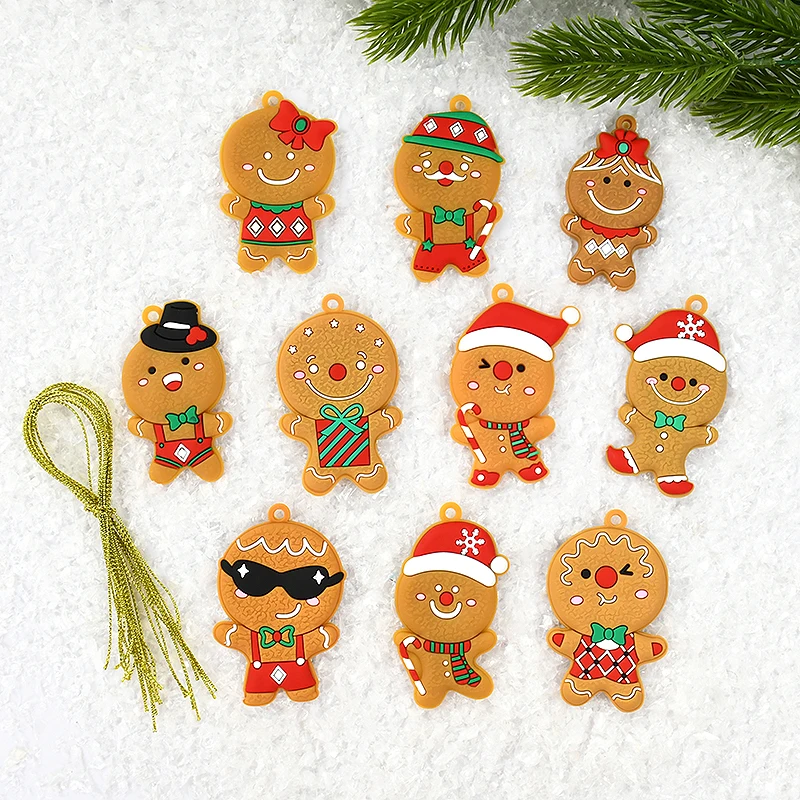 6/12pcs Christmas Hanging Gingerbreads Man Chef Figurines Christmas Tree Hanging Decorations Xmas New Year Party Gifts Ornaments