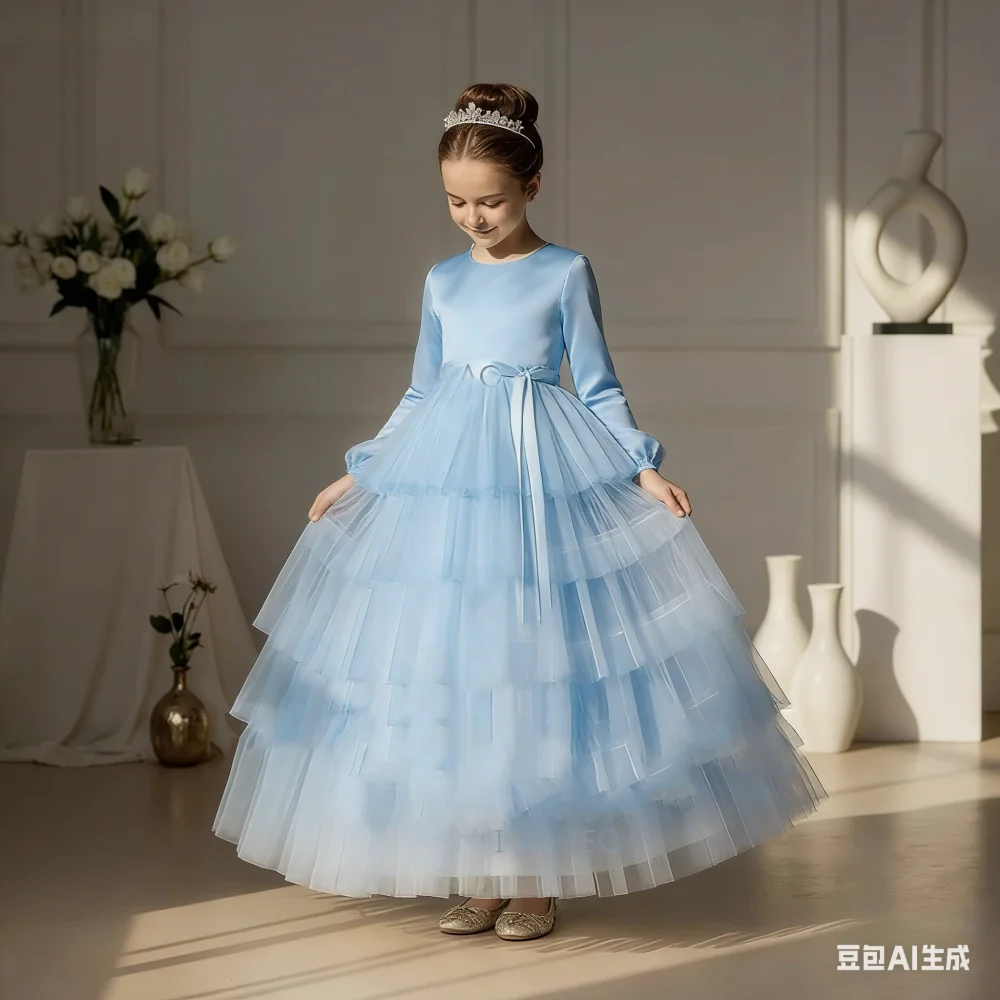 

Dresses Girls White Kids Cake Skirt Gown Formal Party Celebration Costume Spring Girl Birthday Princess Children Performance