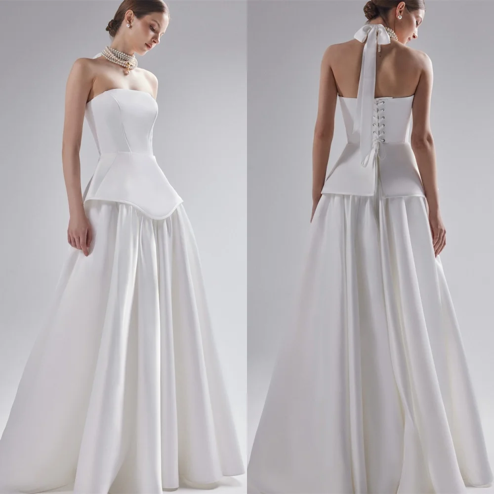 

Customized Romantic Wedding Dress Luxury Strapless Sleeveless Heavy Industry Wedding Dresses Lace Up Back Special Occasion Gowns