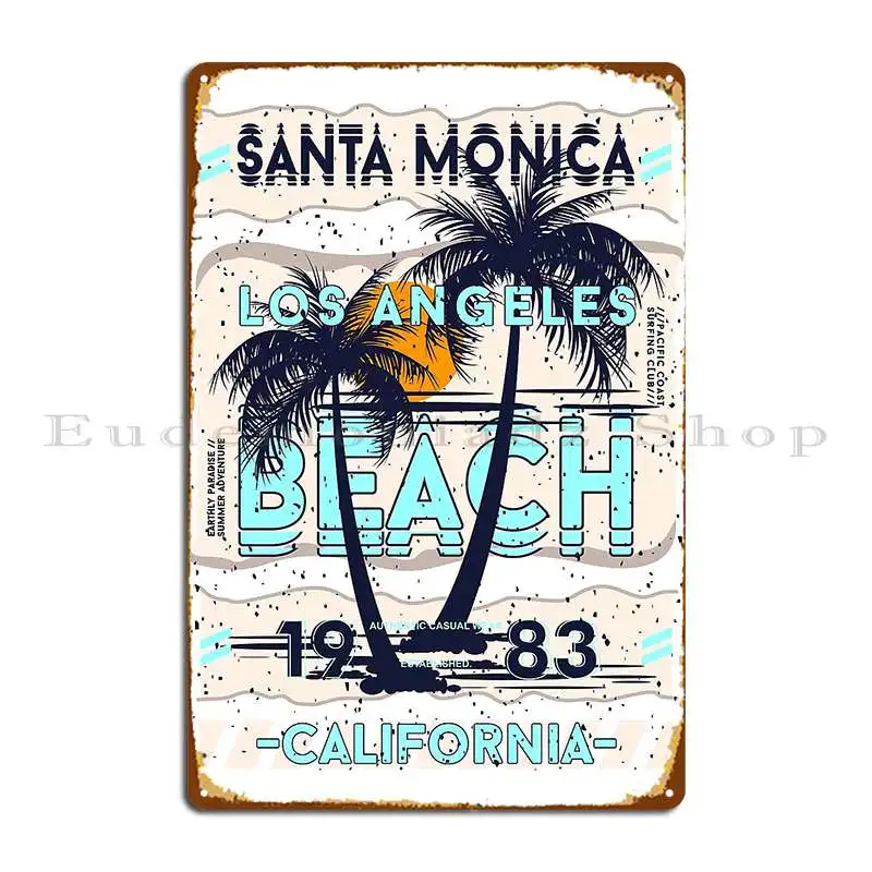 Santa Monica Los Angeles Metal Plaque Personalized Mural Wall Custom Design Club Tin Sign Poster