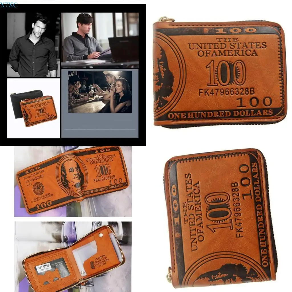 

X7XC Large Capacity Coin Purse Wallet Zippered PU Leather Card Case Storage