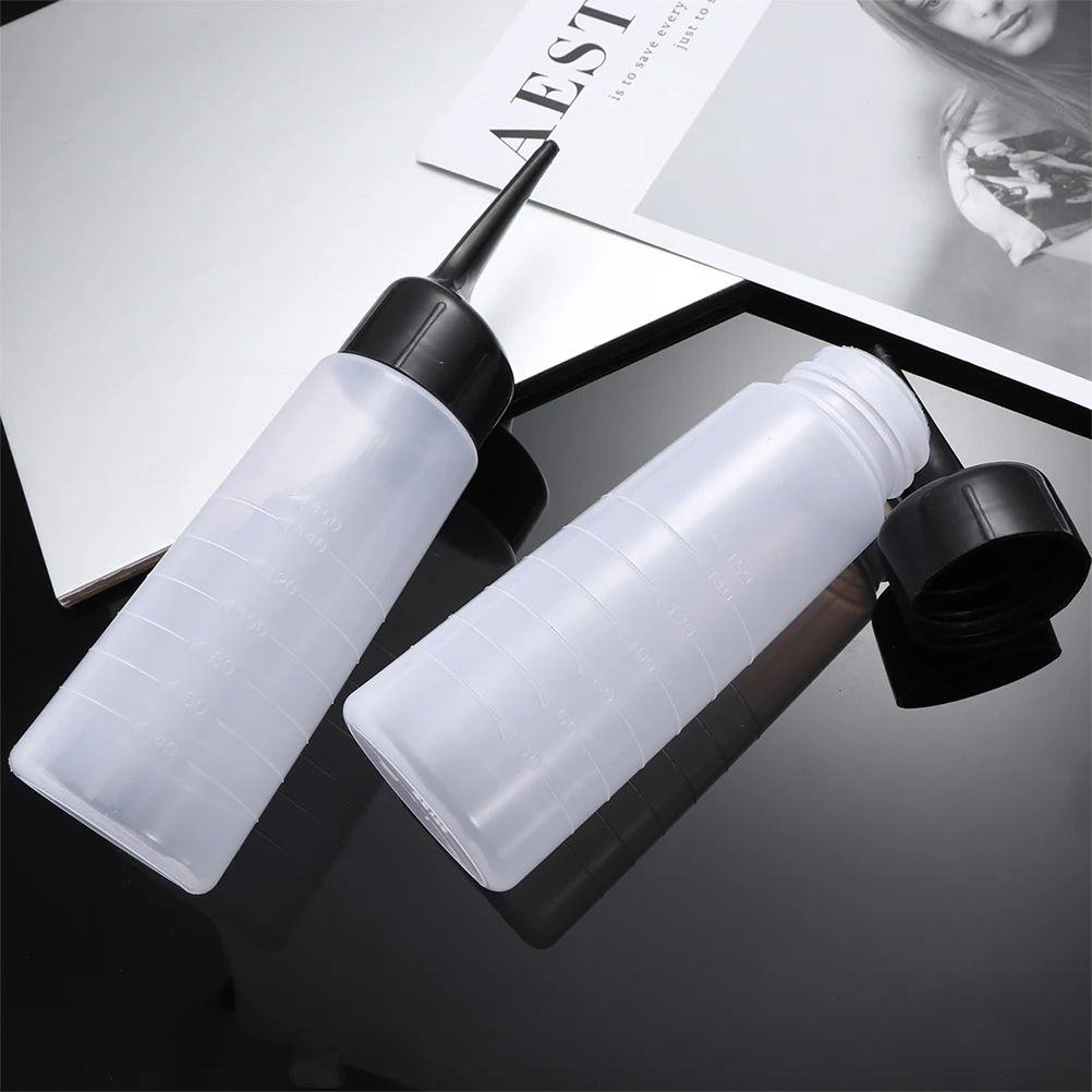 

2 шт. бутылки для краски для волос, прозрачные многоразовые контейнеры для шампуня, салонный наконечник для окрашивания волос, кондиционирующий инструмент для лечения