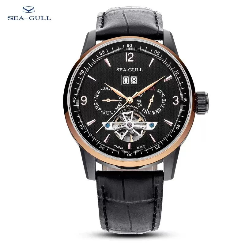 Zeemeeuw Mannen Automatisch Horloge Mode Holle Vliegwiel Mechanische Polshorloge 43Mm 50M Waterdichte Klok Reloj Hombre Wijzerplaat 328/1328