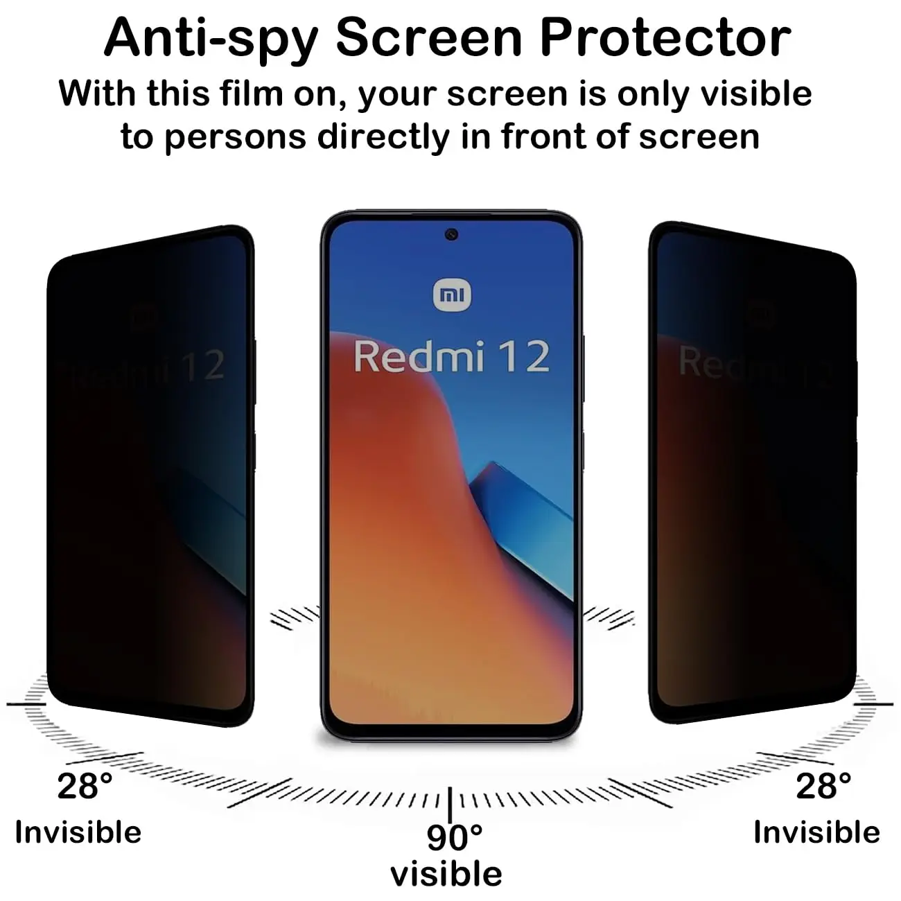 Anti Spy Screen Protector For Xiaomi Redmi 12 Privacy Tempered Glass 9H Anti Peep Scratch High Aluminum Case Friendly