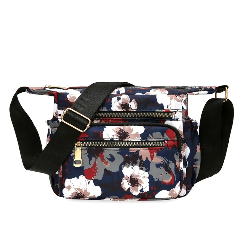 Retro Printed Oxford Shoulder Bag Minimalist Lady Messenger Bag Beach Bag Multi-layer Large Capacity Mom Commuting Bag