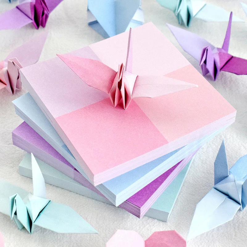 400pcs Mixed color square lattice origami small fresh kindergarten handmade paper DIY thousand paper crane color paper wholesale