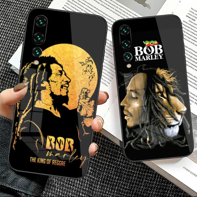 Jamaica Bob Marley Phone Case for Huawei P50 P40 P30 P20 Pro Mate 40 30 20 Pro Nova 9 8 7 PC Glass Phone Cover Funda