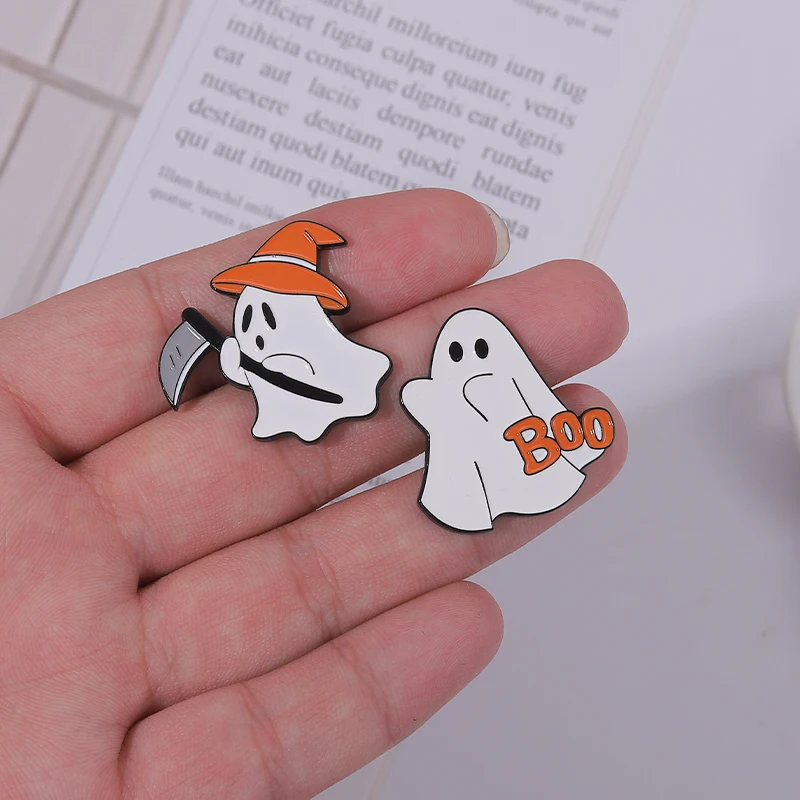 Pins Custom Funny Pumpkin Brooches Death Lapel Badges Cartoon Cute Jewelry Gift for Kids Friends Halloween Boo Enamel