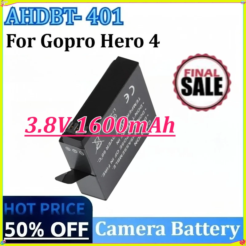

For Gopro Hero 4 for Go Pro Hero4 High Quality Action Camera Accessories AHDBT- 401 3.8V 1600mAh Rechargeable Camera Battery