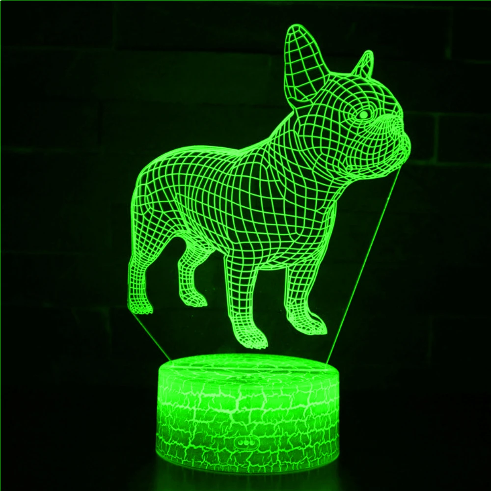 French Bulldog Night Light 3D Illusion Table Lamp Puppy Dog Toys Birthday Christmas Gifts for Kids Boys Girls Home Bedroom Decor