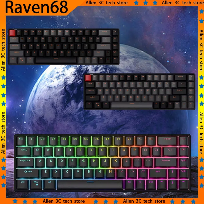 Teamwolf Raven68 Mechanical Keyboard Wired Magnetic Switch Quick Trigger Rt 8K Hot Swap Laptop Office Gamer Pc Gaming Keyboard