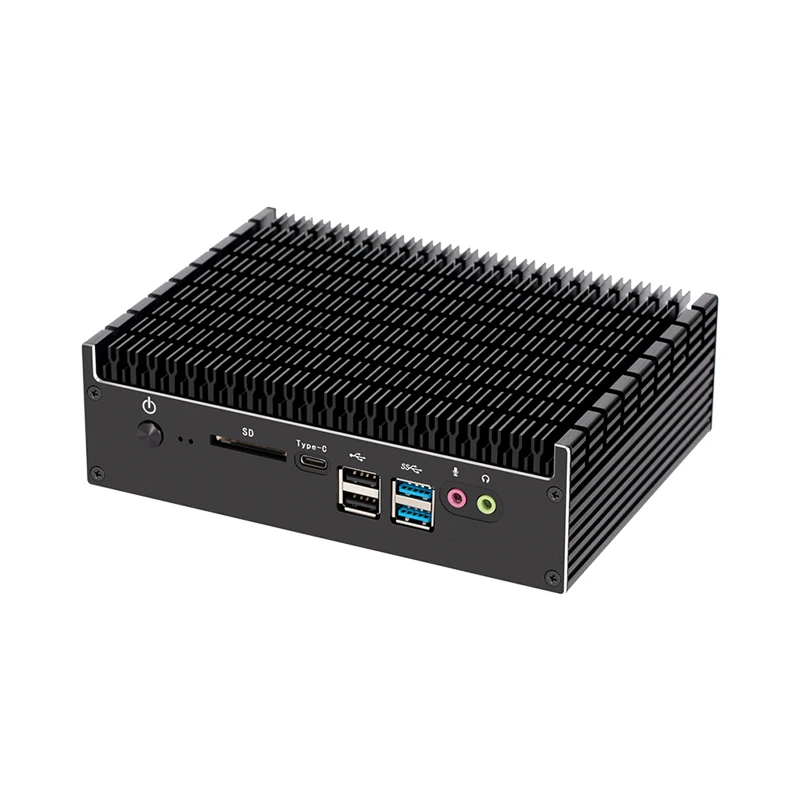 Mini PC industriel sans ventilateur Intel Pentium 5405U DDR4 M.2 SSD 2x Gigabit Ethernet DB9-RS232 emplacement SD Type-C HDMI DP Windows Linux