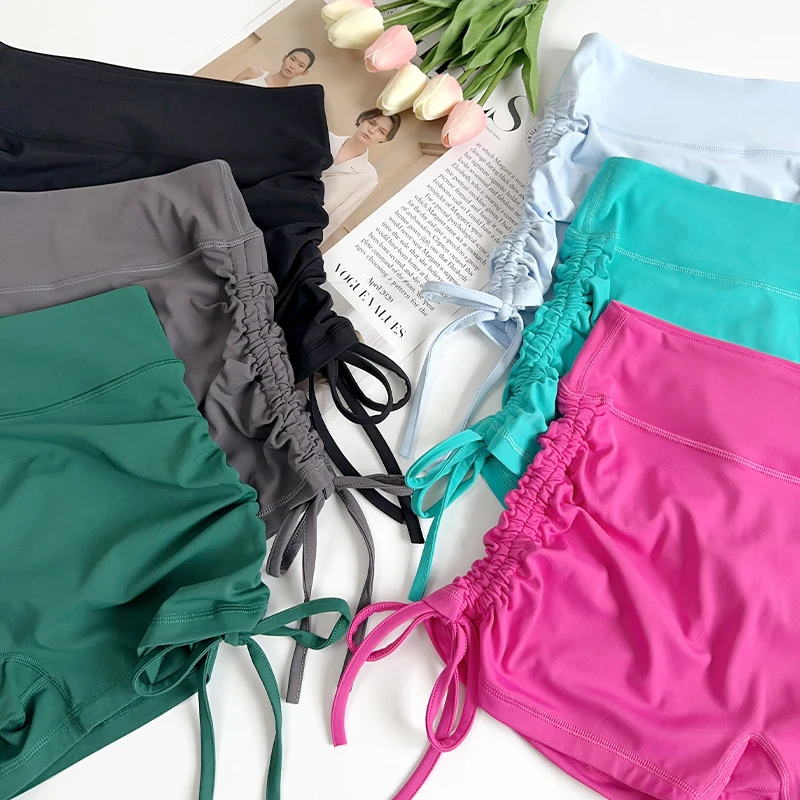 

Summer High-Waisted Women's Yoga Fitness Shorts Sexy Drawstring Tied Three-Part Sports Hot Pants for Fitness And Exercise️