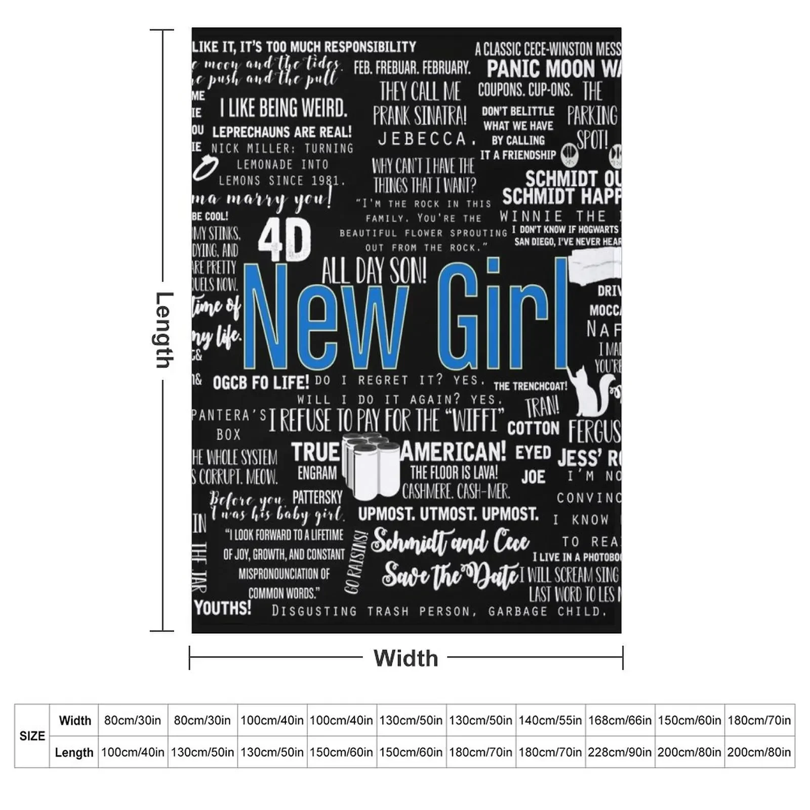 New Girl Memorable Quotes White Font Throw Blanket Heavy Designers Blankets