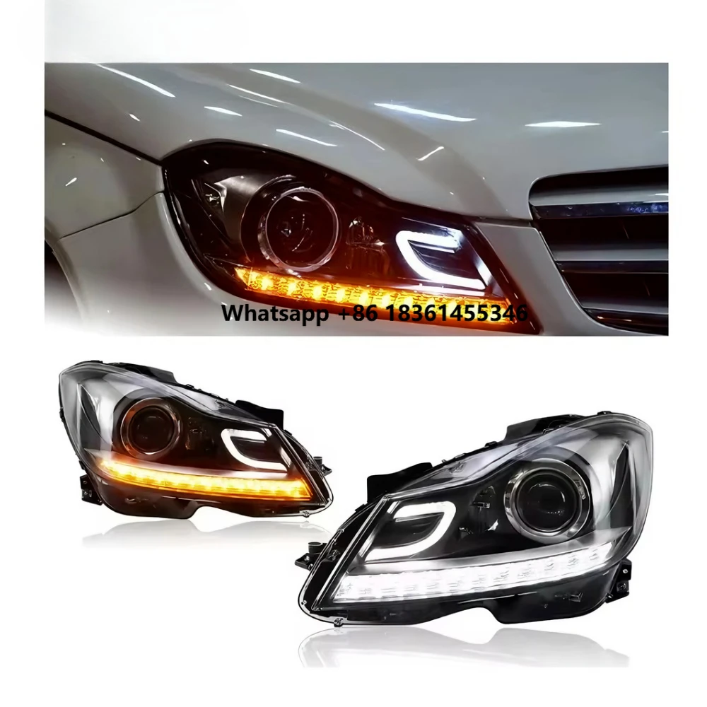 

HETOP W204 Headlight 2011-2014 C Class DRL LED Upgrade Turn Signal Head Lamp Modified Assembly Signal Auto Accessories for