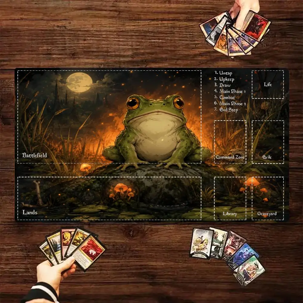 Dark Fantasy Cave Marsh Frog Large TCG Playmat MTG Card Mat Anti-Slip Durable Stitched Edge Commander Gaming tapete magic mtg