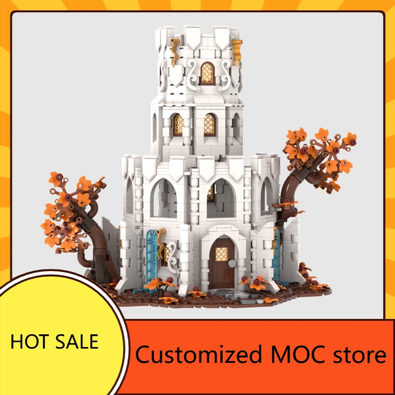 

1470 шт. MOC средневековый замок-головоломка, белая башня волшебника, архитектура, художественная сборка «сделай сам», рождественский праздничный подарок для детей в возрасте