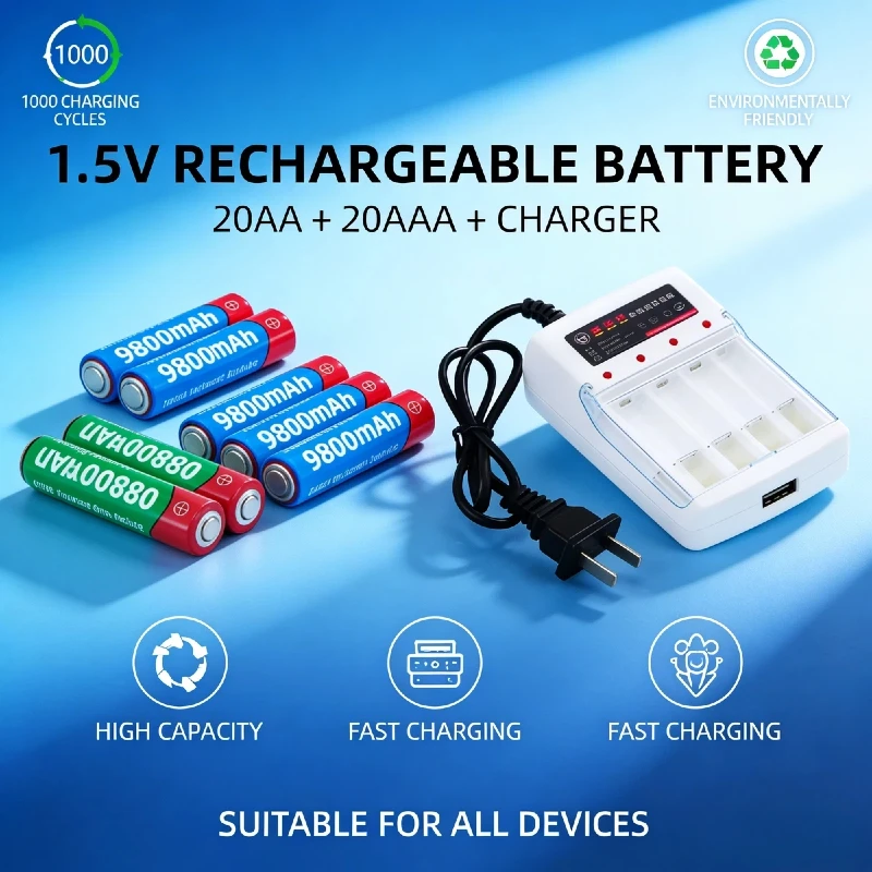 

New 1.5V AA A Rechargeable Alkaline Batteries 9800mAh A 8800mAh For Clock Mouse Keyboard Toy Remote Control Home Devices