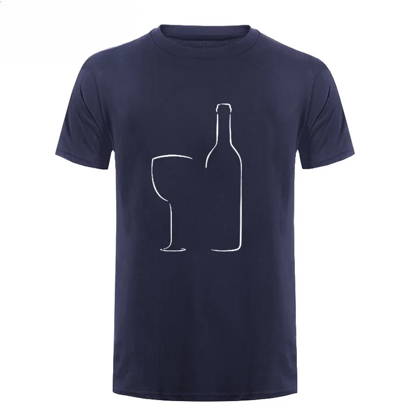 Men Summer Wine Glass And Bottle T Shirt Fashion O-neck Cotton T-Shirt Clothing Tops